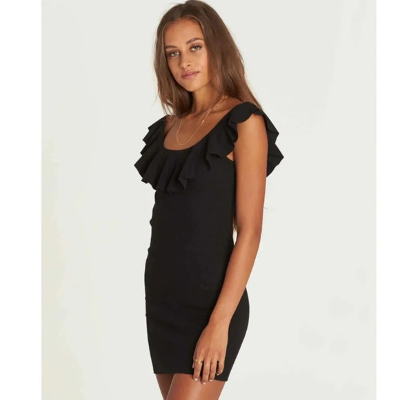 Billabong  No Frills Bodycon Mini Dress in Black - Picture 1 of 12